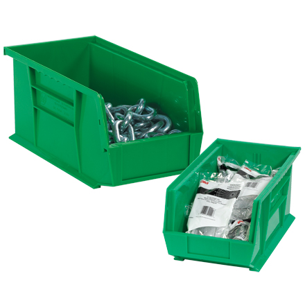 10 <span class='fraction'>7/8</span> x 5 <span class='fraction'>1/2</span> x 5" Green Plastic Stack & Hang Bin Boxes