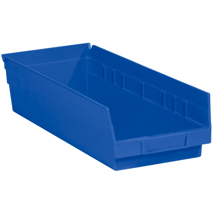 17 <span class='fraction'>7/8</span> x 6 <span class='fraction'>5/8</span> x 4" Blue Plastic Shelf Bin Boxes