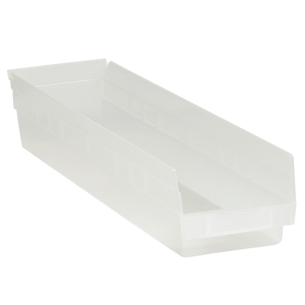 23 <span class='fraction'>5/8</span> x 4 <span class='fraction'>1/8</span> x 4" Clear Plastic Shelf Bin Boxes