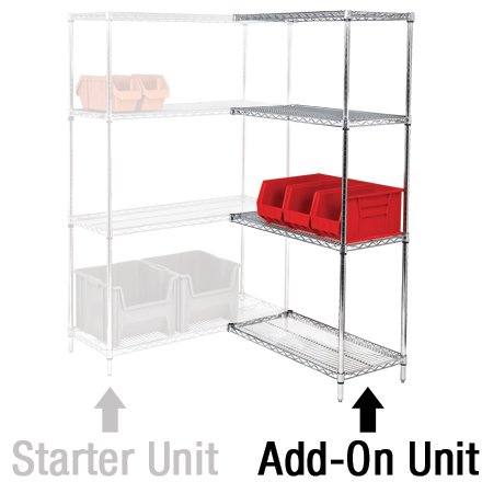 72 x 18 x 86" - 4 Shelf Wire Shelving Add-On Unit