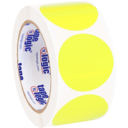 2" Fluorescent Yellow Inventory Circle Labels