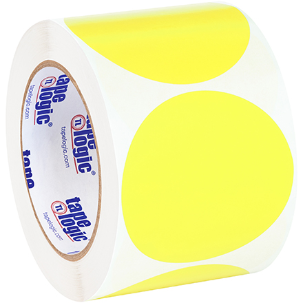 3" Fluorescent Yellow Inventory Circle Labels