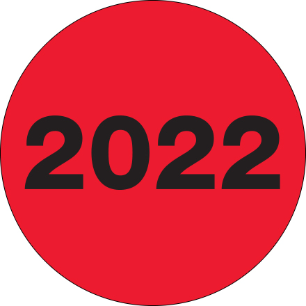 2" Circle - "2022" (Fluorescent Red) Year Labels