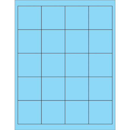 2" x 2" Fluorescent Pastel Blue Rectangle Laser Labels