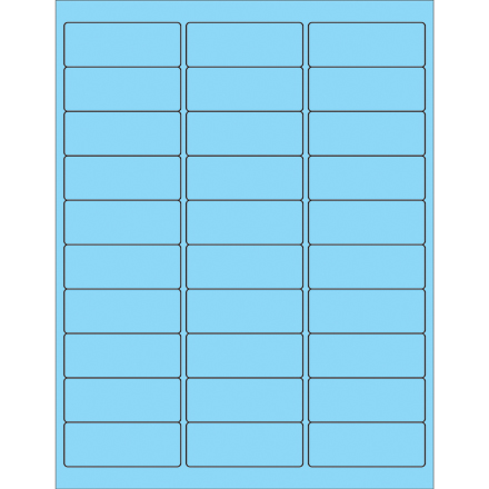 2 <span class='fraction'>5/8</span> x 1" Fluorescent Pastel Blue Removable Rectangle Laser Labels