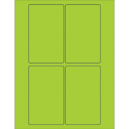 3 x 5" Fluorescent Green Rectangle Laser Labels