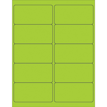 4 x 2" Fluorescent Green Removable Rectangle Laser Labels