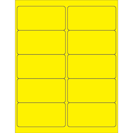 4 x 2" Fluorescent Yellow Rectangle Laser Labels