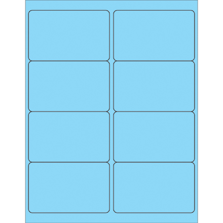 4 x 2 <span class='fraction'>1/2</span>" Fluorescent Pastel Blue Rectangle Laser Labels