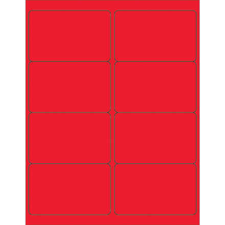 4 x 2 <span class='fraction'>1/2</span>" Fluorescent Red Rectangle Laser Labels