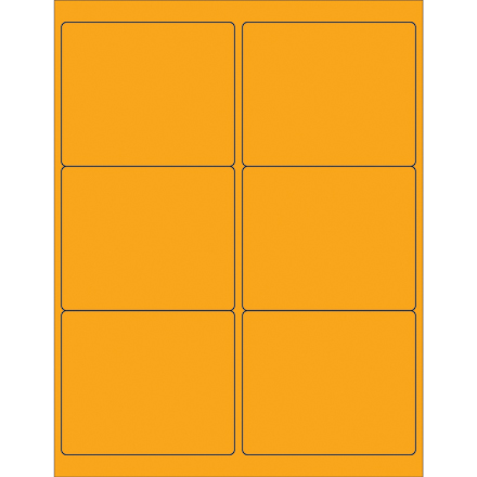 4 x 3 <span class='fraction'>1/3</span>" Fluorescent Orange Rectangle Laser Labels