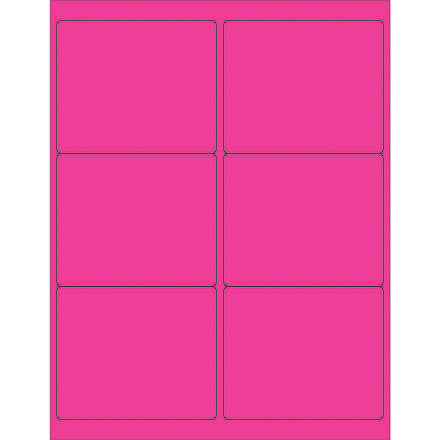 4 x 3 <span class='fraction'>1/3</span>" Fluorescent Pink Rectangle Laser Labels