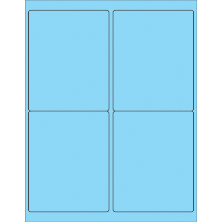 4 x 5" Fluorescent Pastel Blue Rectangle Laser Labels