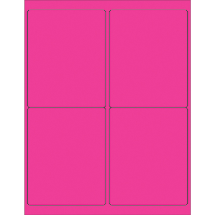 4 x 5" Fluorescent Pink Rectangle Laser Labels