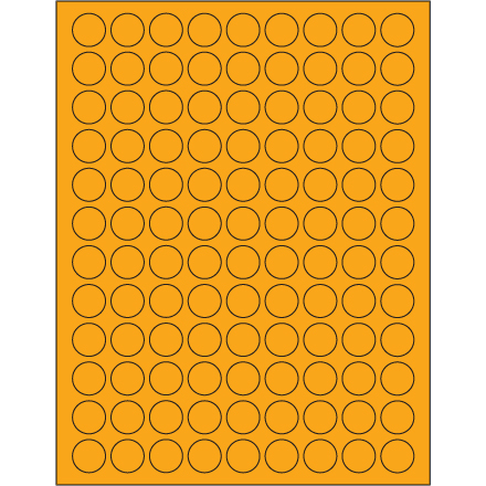 3/4" Fluorescent Orange Circle Laser Labels