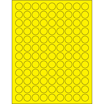 3/4" Fluorescent Yellow Circle Laser Labels