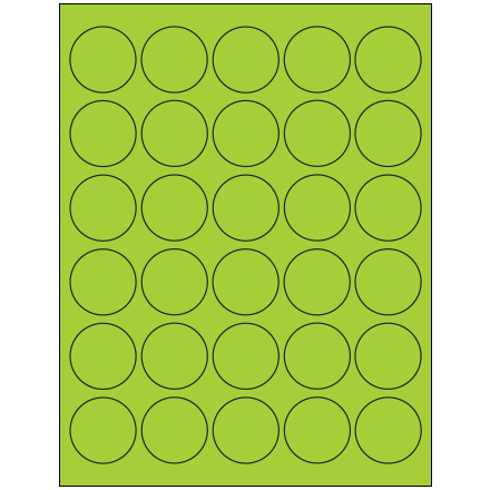 1 <span class='fraction'>1/2</span>" Fluorescent Green Circle Laser Labels