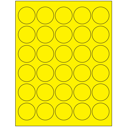 1 <span class='fraction'>1/2</span>" Fluorescent Yellow Circle Laser Labels