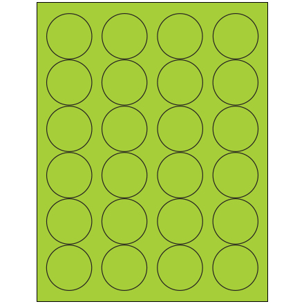 1 <span class='fraction'>2/3</span>" Fluorescent Green Circle Laser Labels