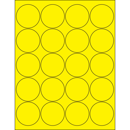 2" Fluorescent Yellow Circle Laser Labels