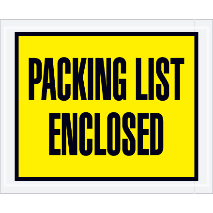 4 <span class='fraction'>1/2</span> x 5 <span class='fraction'>1/2</span>" Yellow "Packing List Enclosed" Envelopes