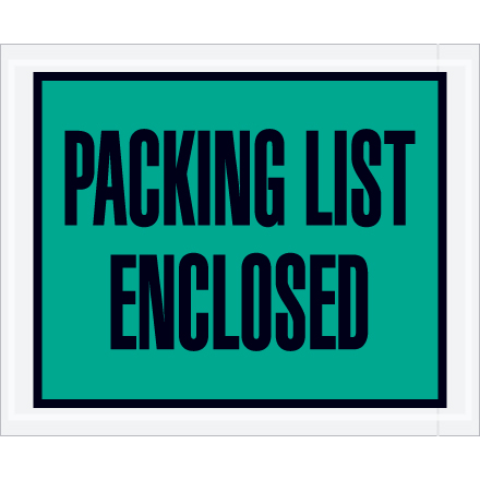 4 <span class='fraction'>1/2</span> x 5 <span class='fraction'>1/2</span>" Green "Packing List Enclosed" Envelopes