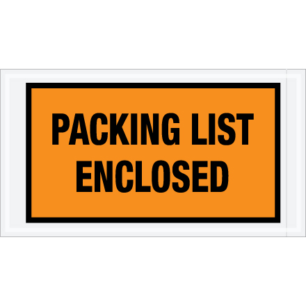 5 <span class='fraction'>1/2</span> x 10" Orange "Packing List Enclosed" Envelopes