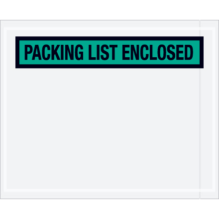 4 <span class='fraction'>1/2</span> x 5 <span class='fraction'>1/2</span>" Green "Packing List Enclosed" Envelopes