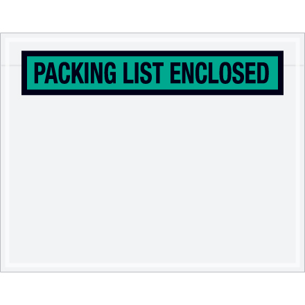 7 x 5 <span class='fraction'>1/2</span>" Green "Packing List Enclosed" Envelopes