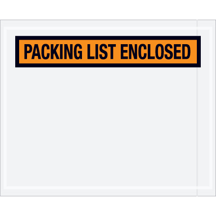 4 <span class='fraction'>1/2</span> x 5 <span class='fraction'>1/2</span>" Orange "Packing List Enclosed" Envelopes