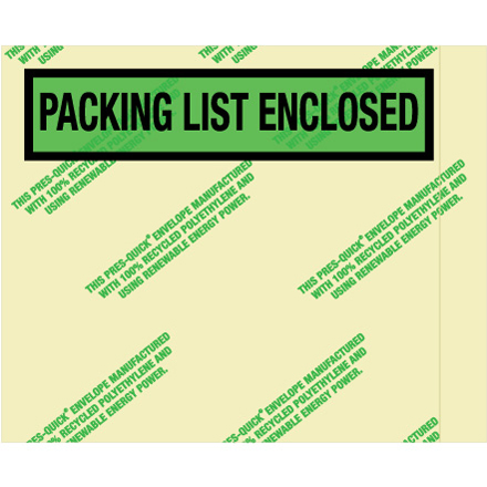 4 <span class='fraction'>1/2</span> x 5 <span class='fraction'>1/2</span>" Environmental "Packing List Enclosed" Envelopes