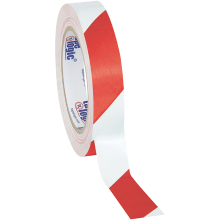 1" x 36 yds. Red/White Tape Logic<span class='rtm'>®</span> Striped Vinyl Safety Tape