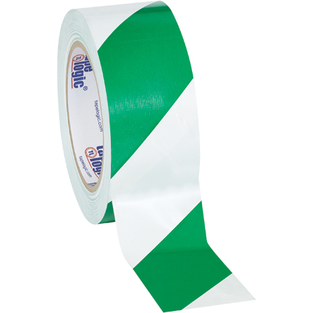 2" x 36 yds. Green/White Tape Logic<span class='rtm'>®</span> Striped Vinyl Safety Tape