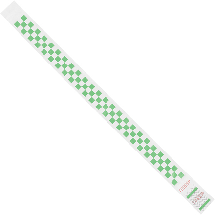 3/4 x 10" Green Checkerboard Tyvek<span class='rtm'>®</span> Wristbands