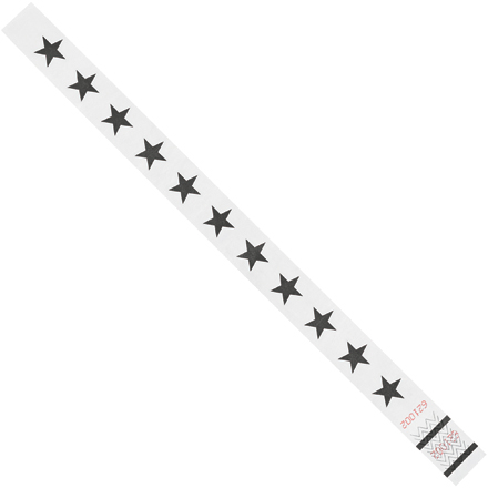 3/4 x 10" White Stars Tyvek<span class='rtm'>®</span> Wristbands